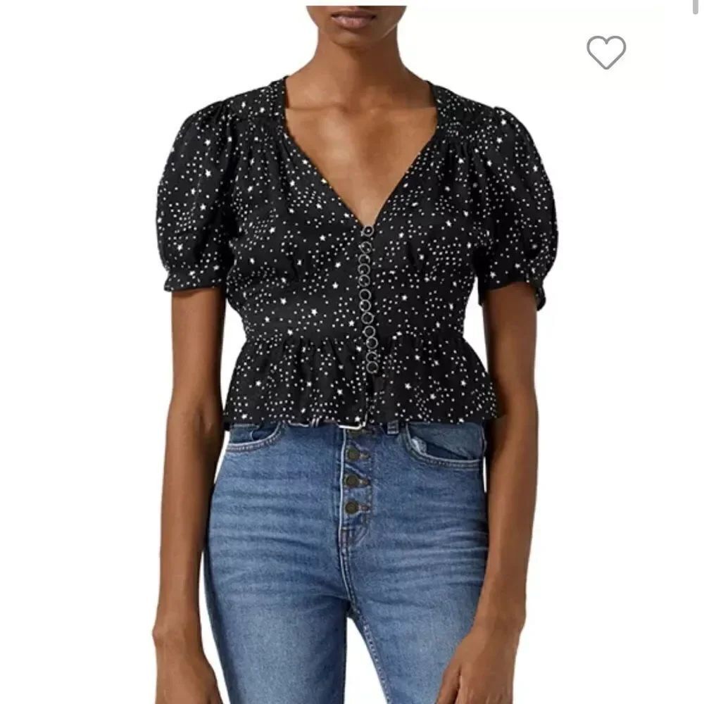 The Kooples Shooting Stars Jacquard Buttoned Motif Top